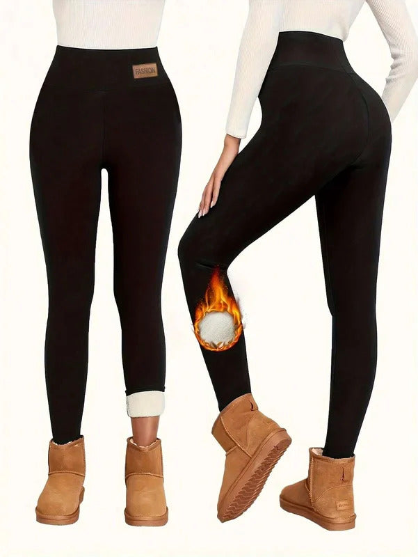 Super Warm Winter Leatherlabel Leggings Of Women Skinny Stretch High Waist Prevent Cold Leggings Casual Classic Pants