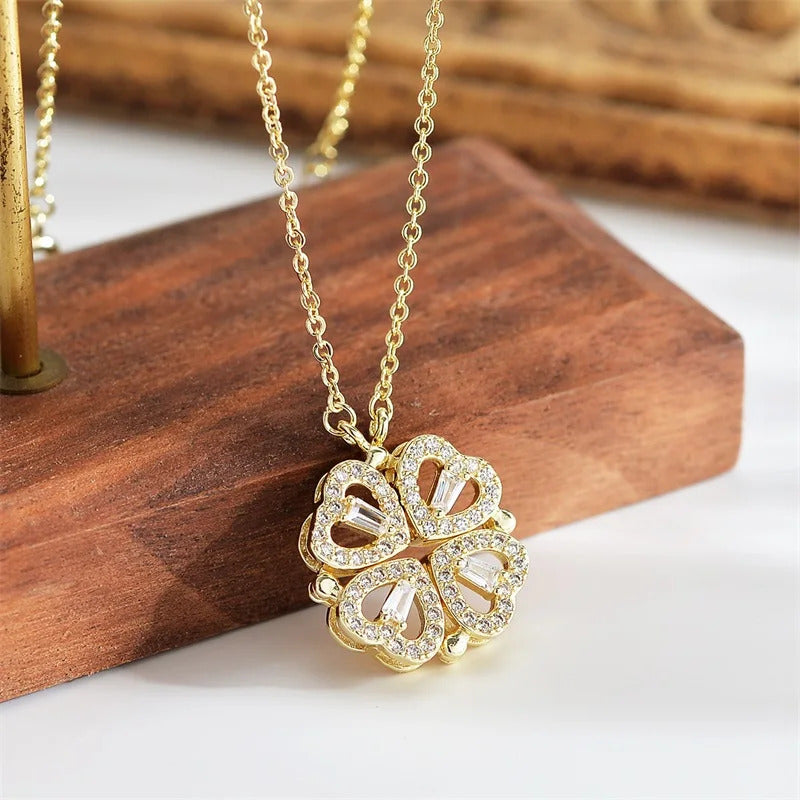 2022 Classic Fashion Ladies Love Clover Pendant Necklace Exquisite Micro-Inlaid Lucky Jewelry Girls Anniversary Wedding Gift