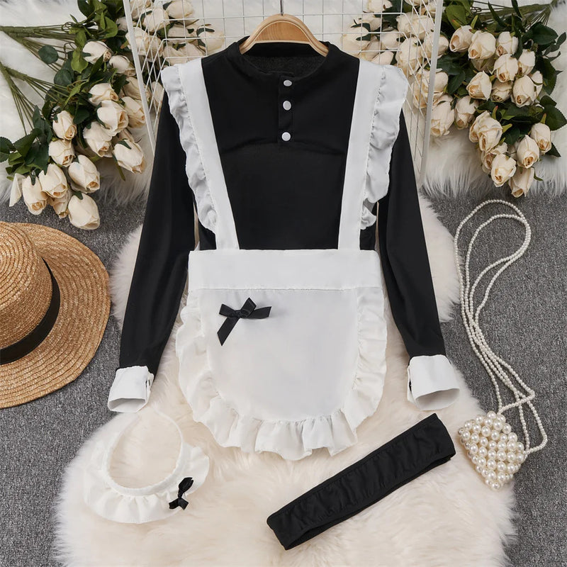 Japan Girls Vintage Cosplay Costume Sexy JK Uniform Skirt Suits Pajamas Outfits Erotic Striped Bow Tie Pleated Skirts Set