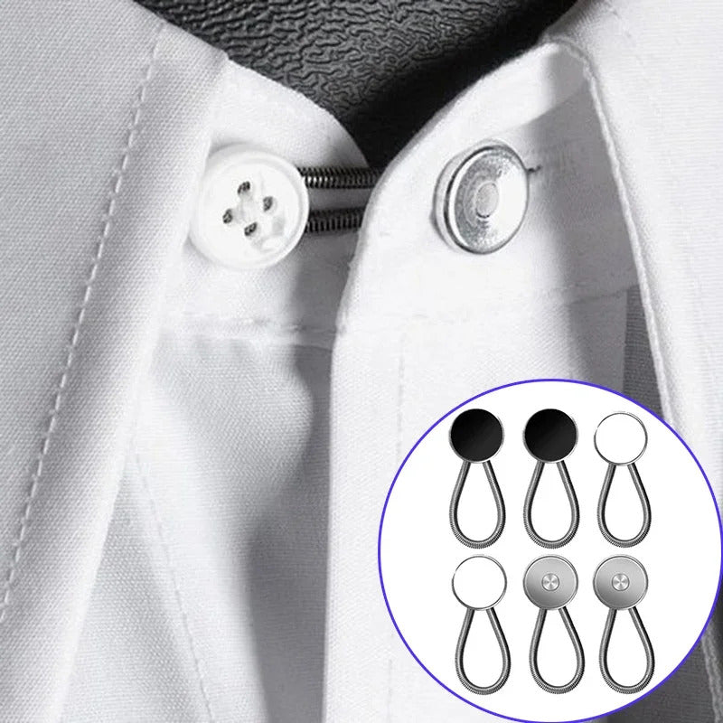 10MM Metal Elastic Collar Extenders Button Extenders for Shirt Dress Trousers Coat Collars Free Sewing Waistband Expander