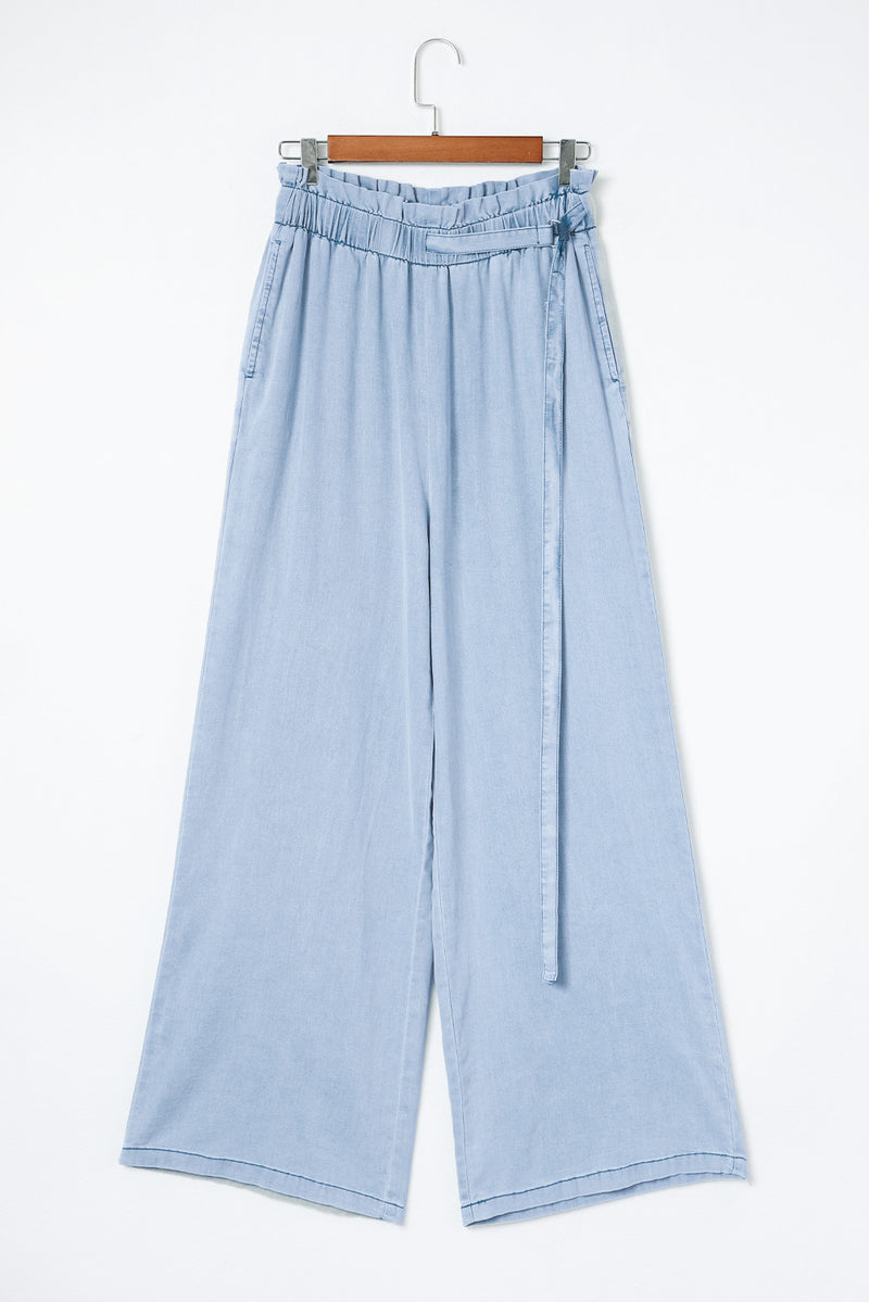 High Waist Pocketed Wide Leg Tencel Jeans