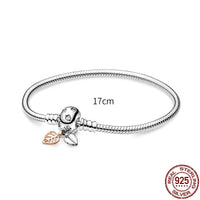 New in 925 Sterling Silver Snake Chain Charm Bracelet Fits Original 925 Pendant Charm BeadS For Women Heart Bracelets Jewelry