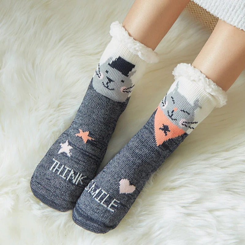 2024 New Cute Warm Socks Thicken Plus Winter Women Fuzzy Socks Christmas Kawaii Stocking Xmas Gift Home Floor Room Funny Sock