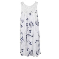 Plus Size Floral Printed Lace Stitching O-Neck Sleeveless Women Summer Loose Tank Dress