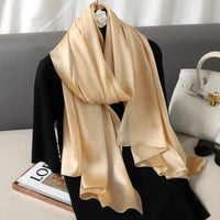 Foulard Silk Scarf Shawls Lady Bufanda Elegant Solid Scarves Women Sping Pashmina Hijab Wraps Female Beach Stoles 2024 Luxury