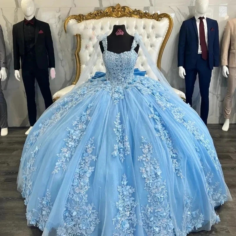 ANGELSBRIDEP Glittering 3D Flowers Quinceanera Dresses Big Bow Vestidos De 15 Anos Luxury Lace Birthday Princess Party Customize