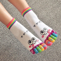 Cute Casual Five-toed Crew Finger Show Funny Short Cartoon Cotton Smiley Bear Socks