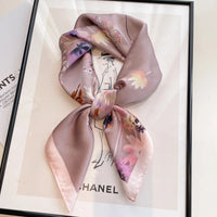 2024 New Silk Square Hair Scarf Foulard Pashmina Shawls Wraps Neck Scarves Women Floral Bandana Headbands Floral Bufandas Female