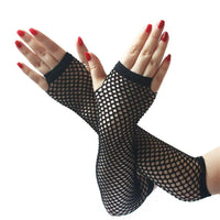 1 Pair Sexy Women Party Neon Fishnet Fingerless Long Gloves Sun Protection Sleeves Mesh Lace Thin Gloves Summer Arm Warmer