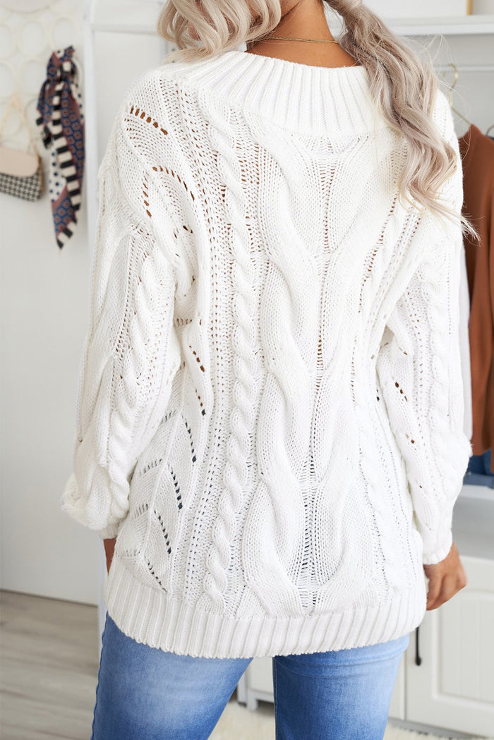 White Chunky Oversized Pullover Sweater