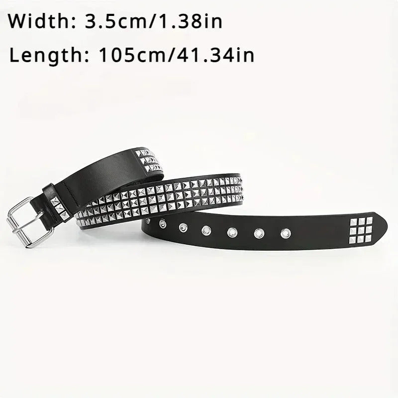 2024 New Square Bead Rivet Belt Metal Pyramid Belt Men and Women Punk Hardware Jeans Belt Y2K Belt Designer Belt Women's Belts