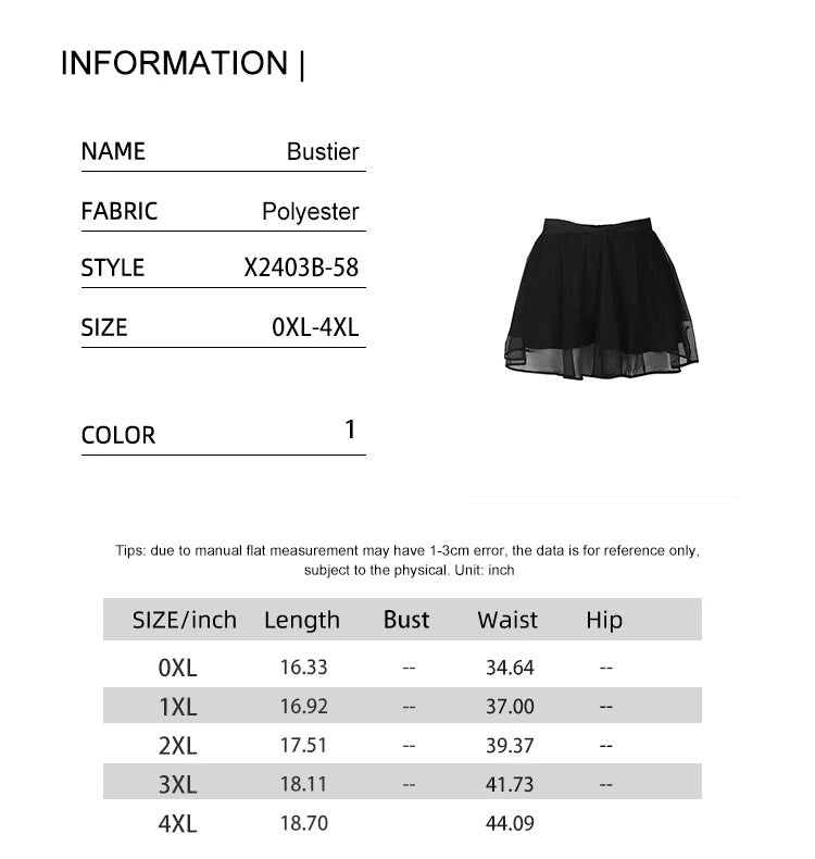 Plus Size Women's Elastic Waist Skirt Size Girls Chiffon Mini Skirt 2 Tier Waist Elasticized No Zipper Basic Dresses