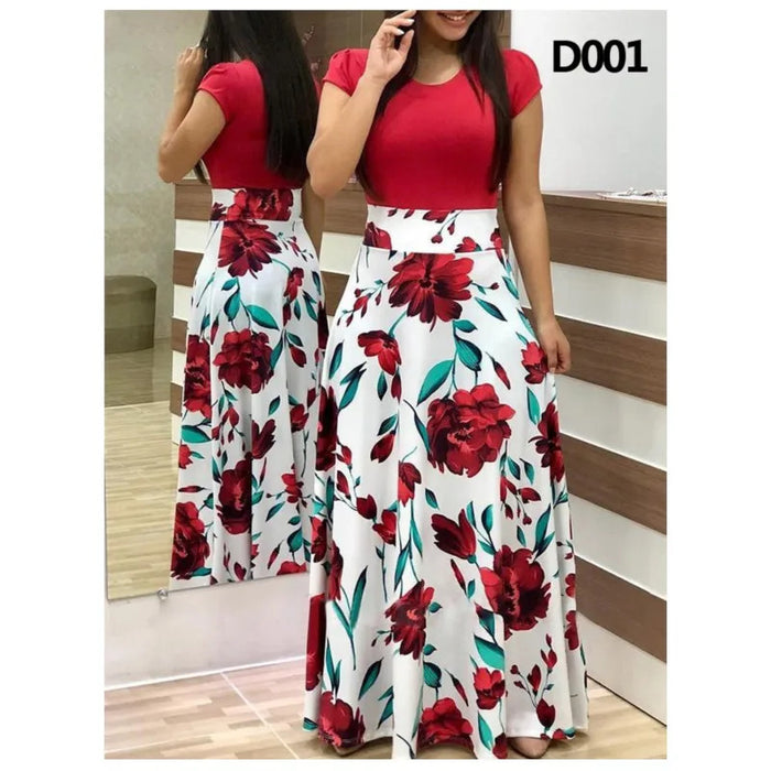 Women's Spring Autumn Print Stitching Floral Long Banquet Dress Tight Maxi Dress Elegant Sexy Woman Long Dress Vestido De Fiesta