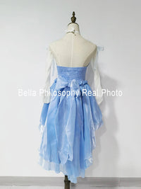 French Romantic Style Lolita Op Elegant Girl Cosplay Princess Puff Sleeve Ribbon Bowknot Flower Tunic Mesh Fantastic Fairy Dress