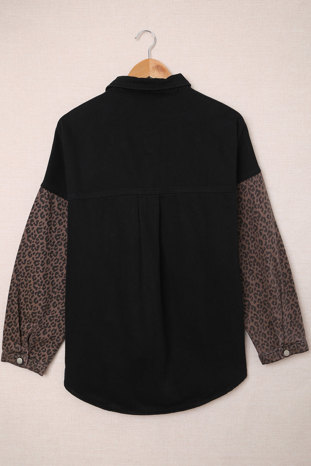 Blank Apparel - Black Contrast Leopard Denim Jacket