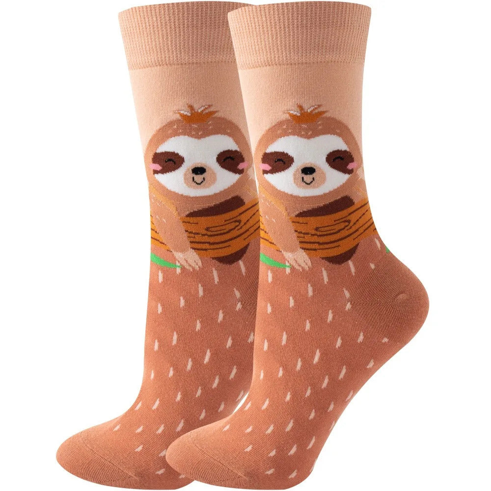 New Fashion Colorful Funny Happy Casual Women Socks Dress Harajuku Cute Animal Cartoon Men's Socks