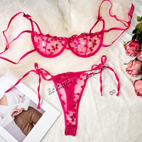 Sexy Bra Sets for Women Strap Lingerie Lace Embroidery Heart-shape Fairy Seamless Underwear See Through Exotic Set Bra Brief Set