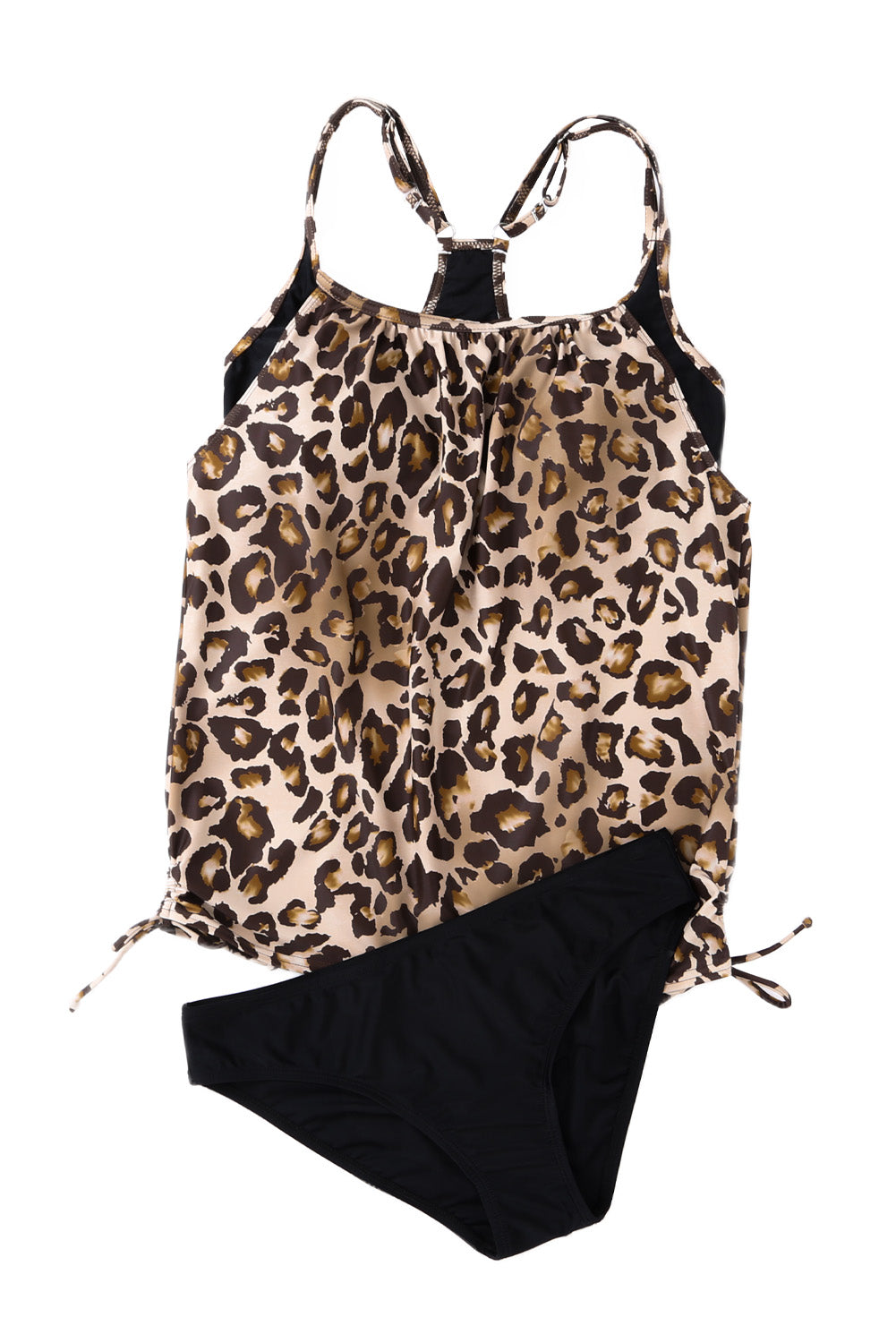 Leopard Printed Lined Tankini Swimsuit