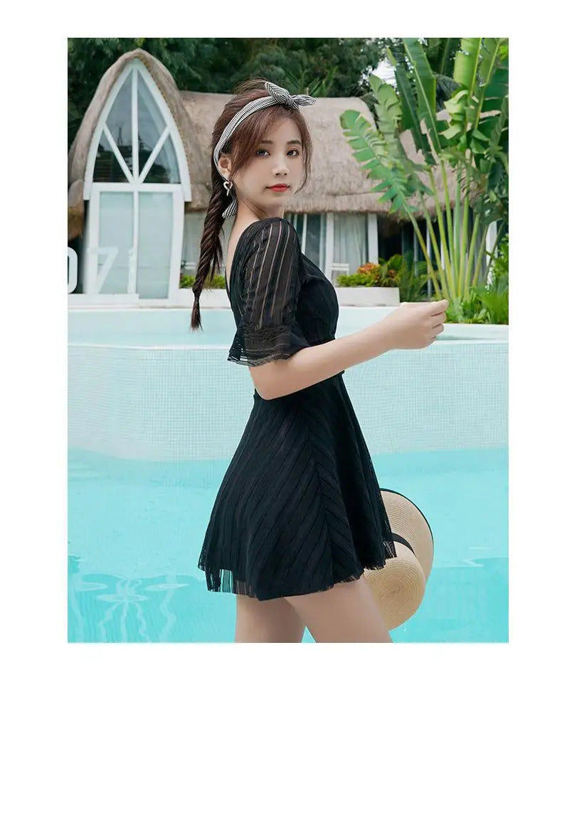 2021 New Korean Sexy Swimsuit Women High Cup Swim Bathing Suit Woman Bodysuit One Piece Swimwear Swimming Swimskirt