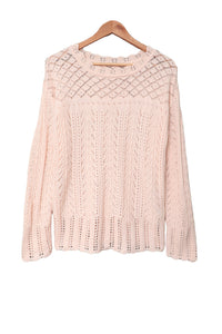 Pink Solid Drop Shoulder Knit Sweater