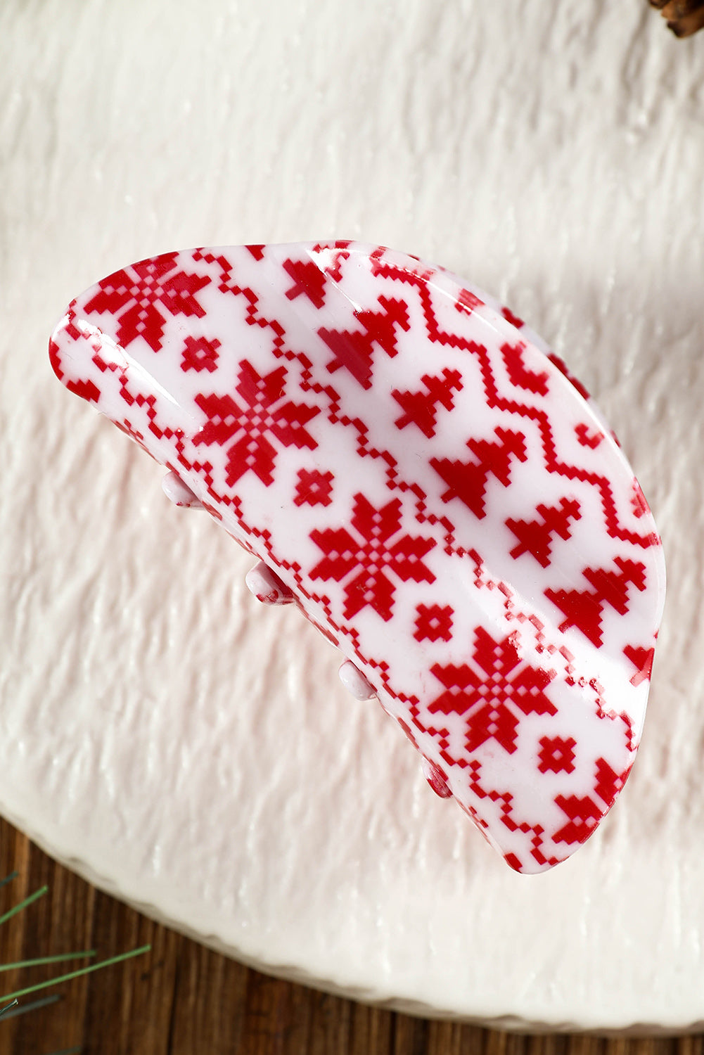 Red Christmas Pattern Print Hair Claw Clip