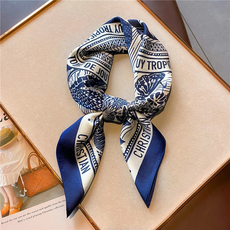 Print 70cm Silk Satin Headkerchief Women Luxury Design Neck Tie Scarf Female Hair Hand Wrist Foulard Shawl Hijab Bandana