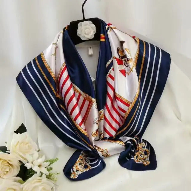 90*90cm Women Scarf Silk Feeling Hair Neck Square Brand Office bandanna muffler Waiter Flight Attendants Handkerchief Rings wrap