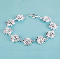 925 Sterling Silver Rose Flowe Bracelet Nice Snake Chain High Quality For Women Men Fashion Jewelry Wedding Engagement Party