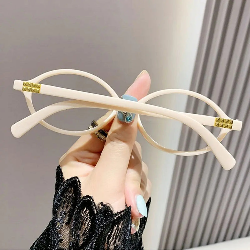 Y2K Retro Oval Frame Glasses Women Female  Sweet Cool Eyewear Trend Reading Computer Anti Blue Light Eyeglasses