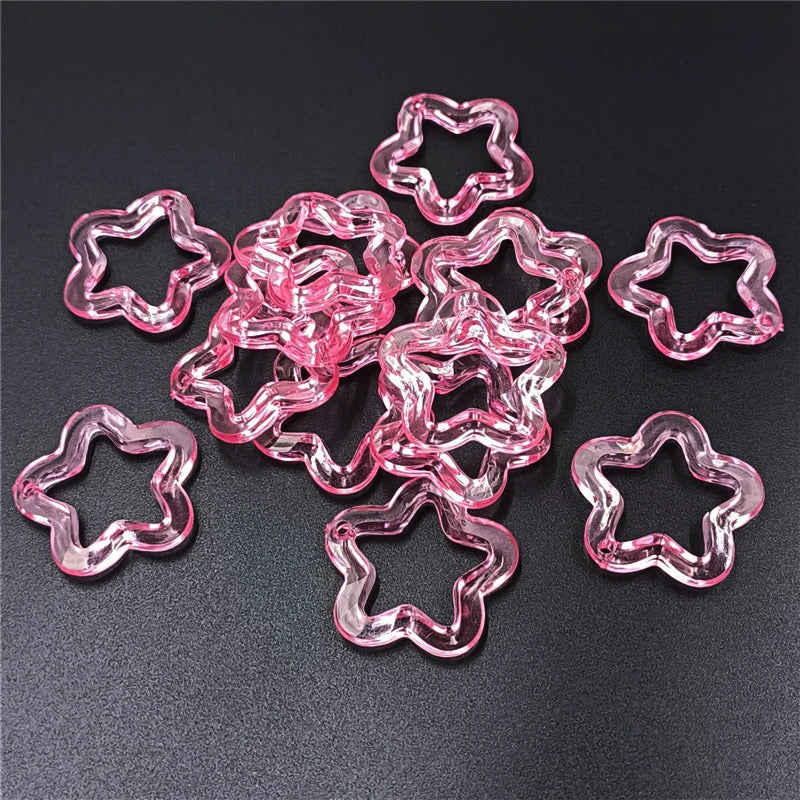 10Pcs 30mm Acrylic Transparent Hollow Star Loose Beads DIY Jewelry Pendant Keychain Windbell Handmade Fashion Accessories