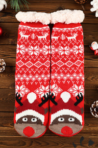 Fiery Red Christmas Flake Thermal Socks