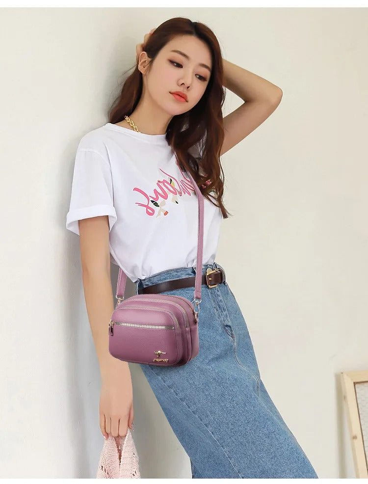 High Quality Soft Leather Purse Fashion Women Shoulder Messenger Bag Multi-pocket Wear-resistant Bag Luxury Ladies Handbag Sac