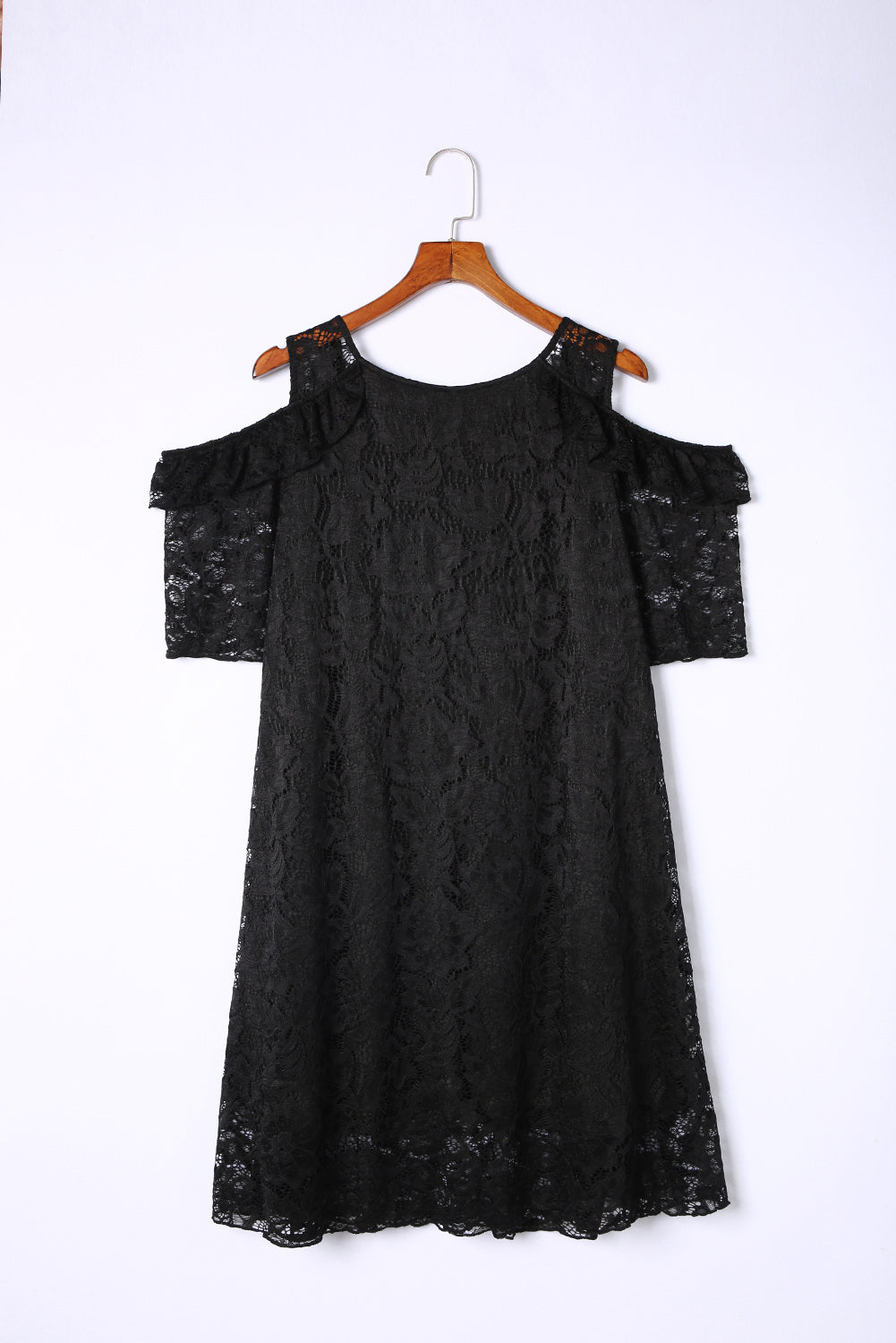 Black Cold Shoulder Lace Plus Size Dress