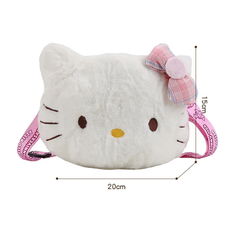 Women Girl Sanrio Hello Kitty Mini Shoulder Bag Kawaii Cartoon Messenger Plush Earphone Bag Girl Kids Cute Luxury Designer 2024