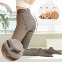 Thermal Stockings Woman Insulated Tights Legs Fake Translucent Warm Plush Lined Elastic Tights Black Sexy Stockings Winter Panty