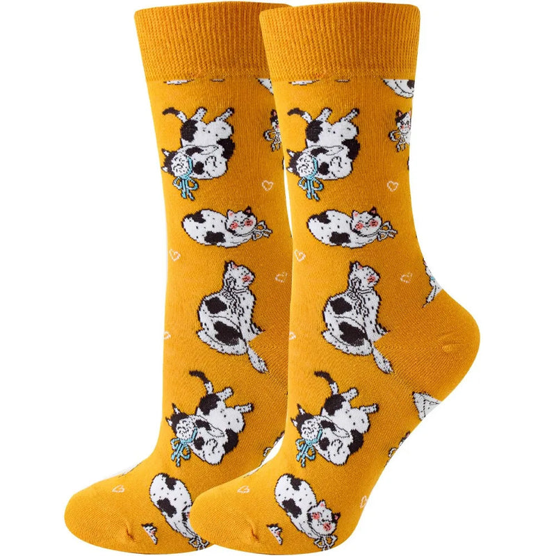 New Fashion Colorful Funny Happy Casual Women Socks Dress Harajuku Cute Animal Cartoon Men's Socks