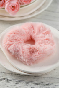 Pink Plush Large Scrunchy Hair Tie