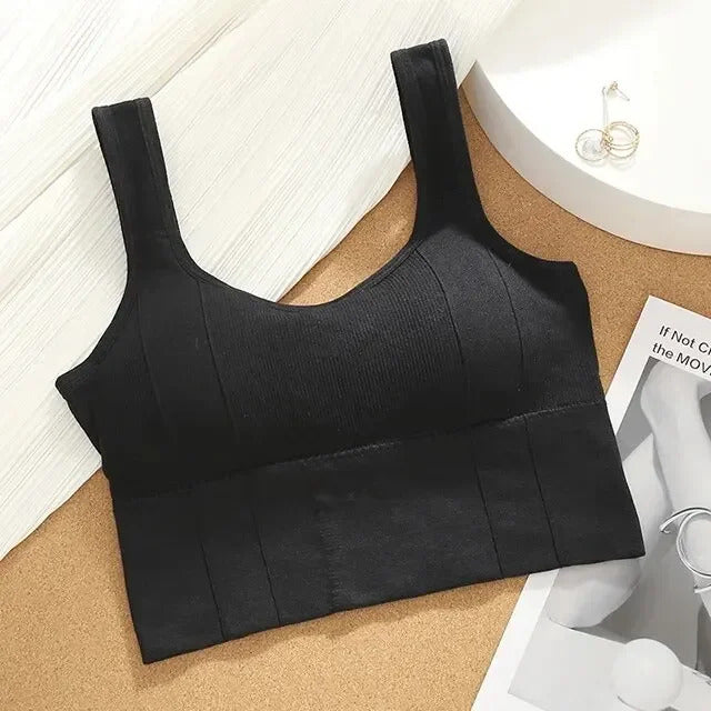 Crop Tops for Women with Built in Bras Seamless Wire Free Comfortable Sexy Padded Support Yoga Workout Sports Cropped Tops