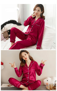 Pajamas Sets for Women 2024 Sexy Silk Women Pijama Sets Sleepwear Long-sleeve Cardigan Set Female Ice Silk Pyjamas Home Clothing