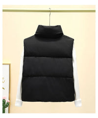 Women Autumn Winter Short Down Vest Stand Collar Warm Casual Elegant Sleeveless Coats Outdoor Quilted Travel Jackets Clothes