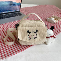 Personalized Teddy Bear Embroidered Diagonal Shoulder Bag, Corduroy Leisure Bag, WOMEN'S Crossbody Bag