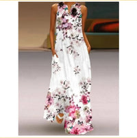 Ladies Summer Long Dress Floral Sleeveless 3D Print Elegant Party Dresses For Women 2024 Casual Beach Women Dress Spring Clothes