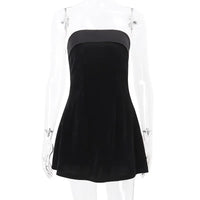 Fashion Sexy Strapless Backless Mini Dress Women with Party Solid Slim Zipper Sleeveless A Line 2024 New Spring Summer Dress