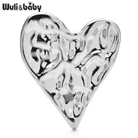 Wuli&baby Big Stainless Steel Heart Brooches For Women 2-color All-match Love Party Office Brooch Pins Gifts