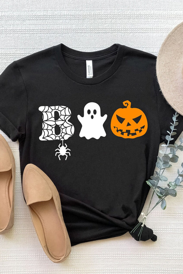 Black BOO Halloween Graphic T Shirt