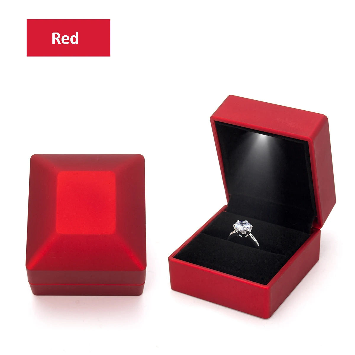 1 Pcs LED Jewelry Ring Box Luxury Velvet Rubber Necklace Pendant Gifts Display With Light For Proposal Engagement Wedding Case