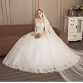 Customized Wedding Dress Style Bride Plus Size Flower Wedding Dresses Dreamy Full-sleeve Bridal Lace Up Dresses Ball Gowns