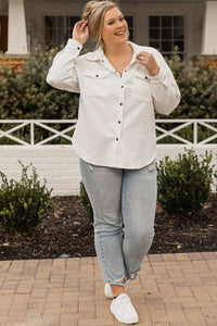 Beige Plus Size Textured Flap Pockets Jacket