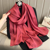 Foulard Silk Scarf Shawls Lady Bufanda Elegant Solid Scarves Women Sping Pashmina Hijab Wraps Female Beach Stoles 2024 Luxury