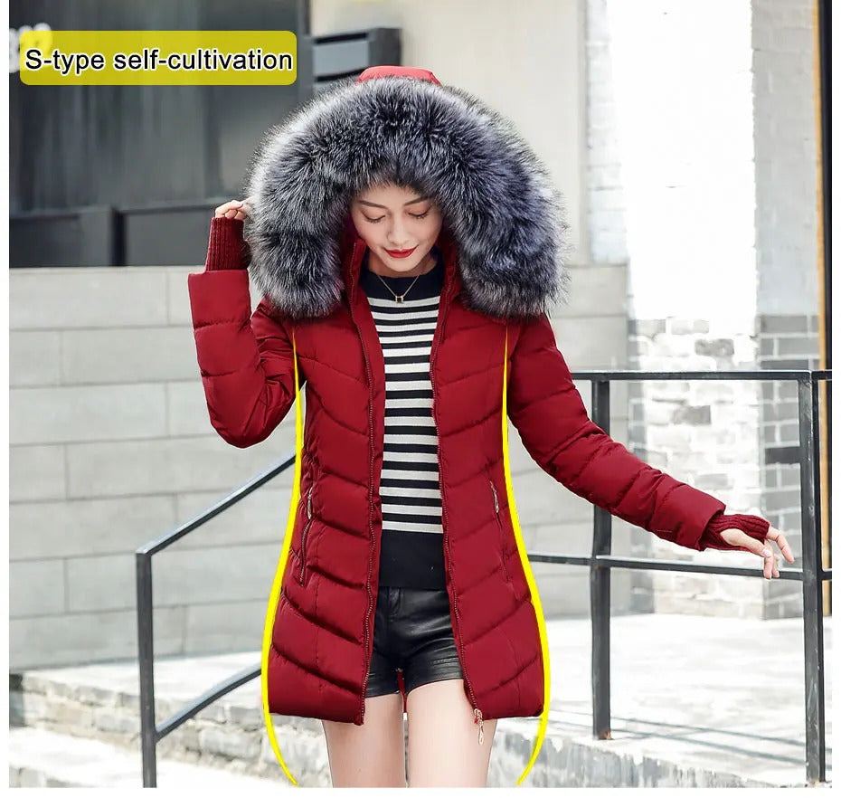 2024 New Arrival Fashion Slim Women Winter Jacket Cotton Padded Warm Thicken Ladies Coat Long Coats Parka Womens Jackets